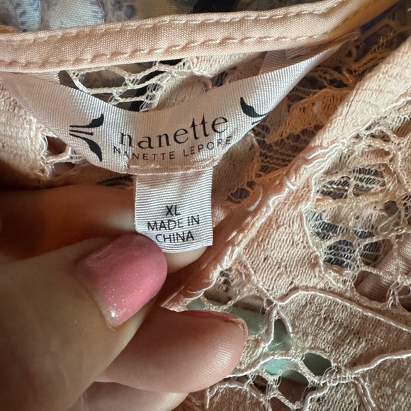 Nanette Lepore Blush Lace Blouse with Bow - Picture 3 of 7